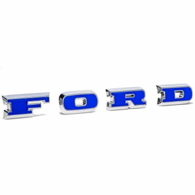 FORD Grille Letters | Chrome + Ford Blue Inserts | 67-77 Ford Bronco